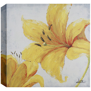 Hobbitholeco 'Yellow Floral' Canvas Square Wall Art