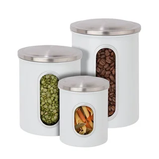Steel Canister Set - 3pc white