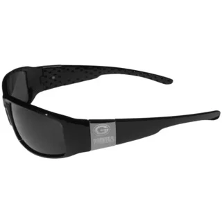 NFL Green Bay Packers Black/Chrome Plastic Wrap Sunglasses