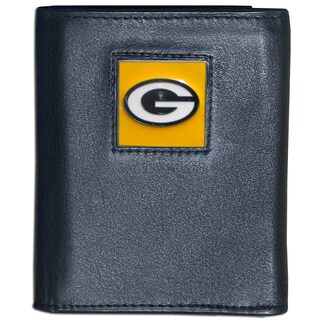 NFL Green Bay Packers Black Leather Trifold Wallet