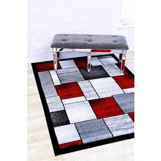 Persian Rugs Modern Trendz Multi with Red Area Rug (5'2 x 7'2)