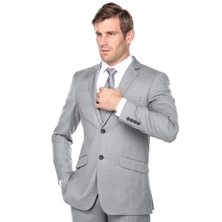 Verno Men's Grey Wool Classic-Fit 2-Piece Suit