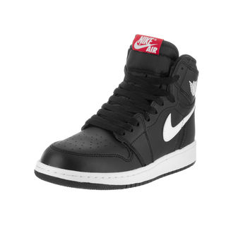 Nike Kids' Air Jordan 1 Retro High OG Black Leather Basketball Shoe