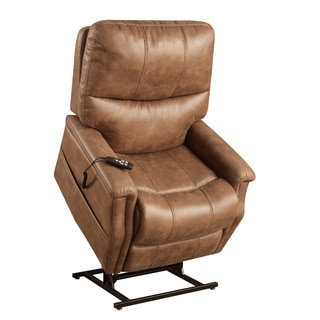 Distressed Brown Faux Leather Power Dual Motor Lift Chair Recliner