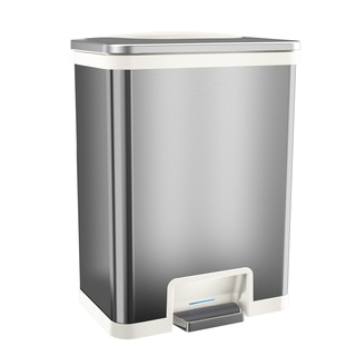 halo TapCan Effortless White-trim Stainless Steel 49-liter Fingerprint-proof Trash Can with Deodorizer