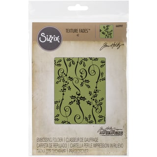 Sizzix Texture Fades A2 Embossing Folder-Holly Ribbon By Tim Holtz