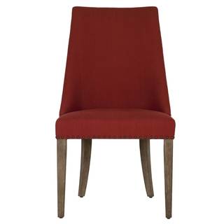 Grey Manor Jasmine Red Cotton Dining Chair with Grey Acacia and Veneer Legs