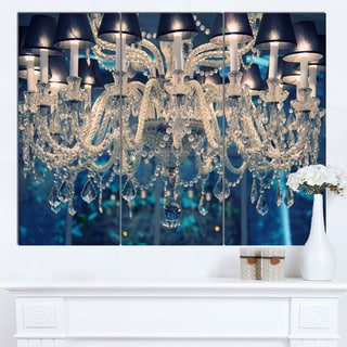 Designart 'Blue Vintage Crystal Chandelier' Flower Artwork on Canvas