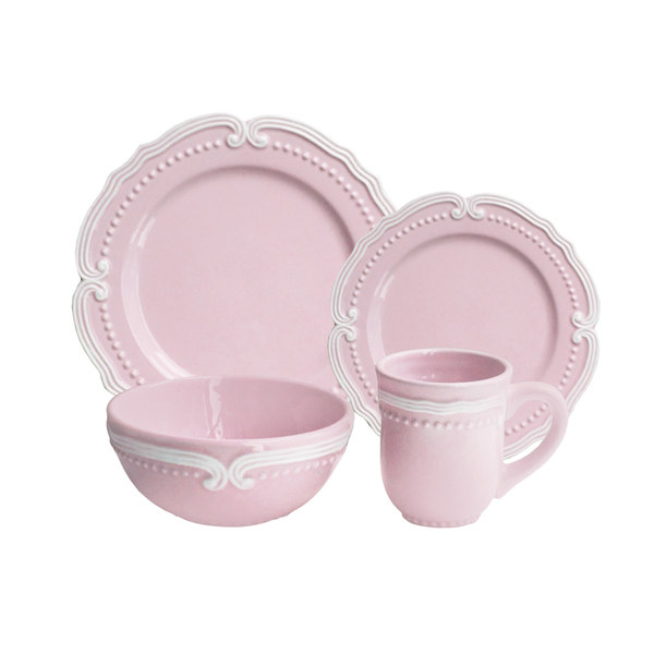 American Atelier Victoria Blue/Pink Earthenware 16-piece Dinnerware Set