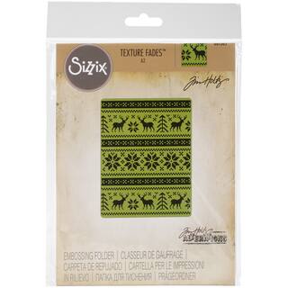 Sizzix Texture Fades A2 Embossing Folder-Holiday Knit By Tim Holtz