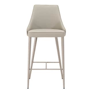 Modern Life Ira Light Grey Faux Leather and Stainless Steel Barstool