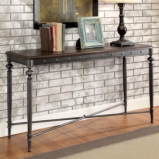 Furniture of America Grimwell Industrial Plank Style Dark Grey Console Table