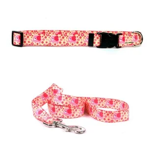Yellow Dog Design Pink Elephant Pet Standard Collar & Lead Set