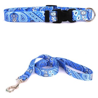 Yellow Dog Design Bandana Blue Pet Standard Collar & Lead Set