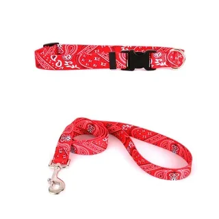 Yellow Dog Design Bandana Red Pet Standard Collar & Lead Set
