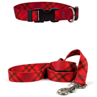 Yellow Dog Design Red Kilt Multicolored Polyester Standard Collar and Lead Set