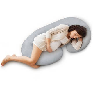 PharMeDoc Pregnancy C-shaped Body Pillow with Soft Jersey Cover