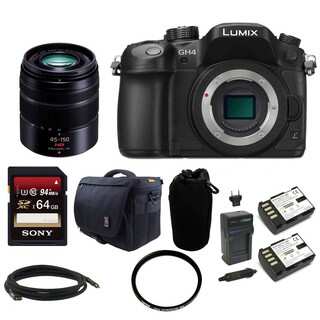 Panasonic LUMIX DMC-GH4KBODY 16.05MP Digital Camera with Panasonic H-FS45150K Lumix G Series Lens (Black) and 64GB Bundle