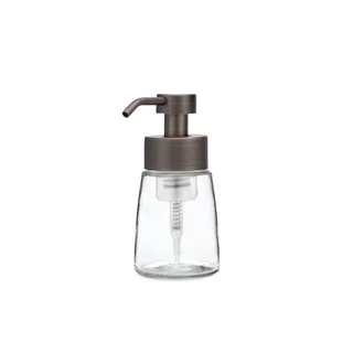 RAIL19 Small Glass Foaming Soap Dispenser w/ Metal Pump - Bronze
