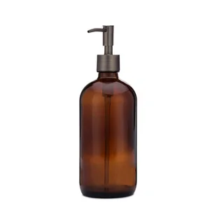 RAIL19 Market Amber Glass Soap Dispenser w/ Bronze Rustic Pump