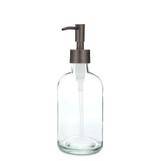RAIL19 Small Clear Glass Soap Dispenser w/ Bronze Rustic Pump