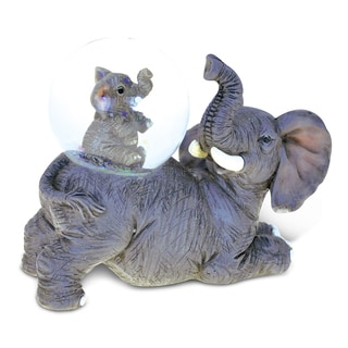 Puzzled Stone and Resin Elephant Snow Globe