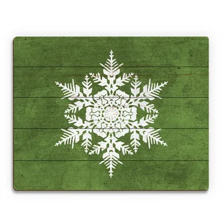 'Olive Snowflake Landscape ' Printed Wood Wall Art