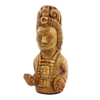 Marble Dust Figurine, 'Maya Maize God' (Guatemala)