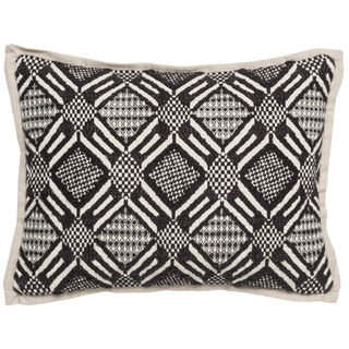 Kosas Home Trang Hand Woven 12x16 Cotton Black Ivory Down and Feather Filled Throw Pillow