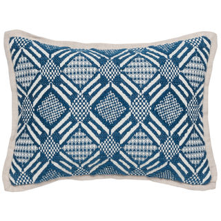 Kosas Home Trang Hand Woven 12x16 Cotton Blue Ivory Down and Feather Filled Throw Pillow