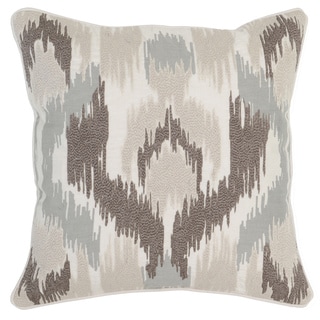 Kosas Home Avadi Embroidered 22x22 Cotton Linen Grey Taupe Down and Feather Filled Throw Pillow