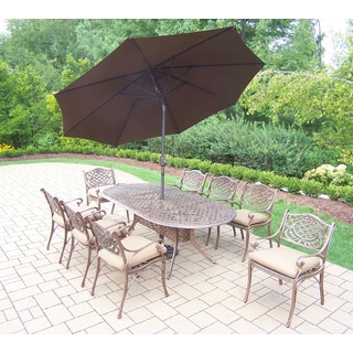 Dakota 11-Piece Dining Set with 9 ft Brown Umbrella