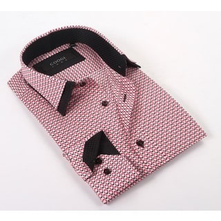 Coogi Luxe 100% Cotton Men's Pink/Black Patterned Dress Shirt