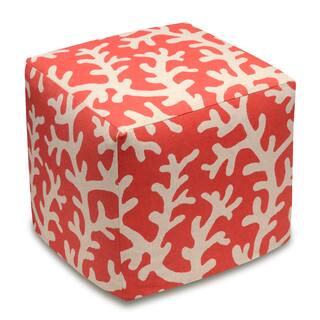 Coral Linen Upholstered Cube Ottoman