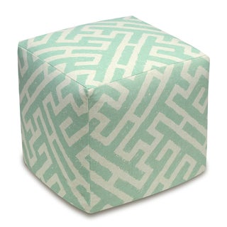 Lattice Linen Upholstered Cube Ottoman