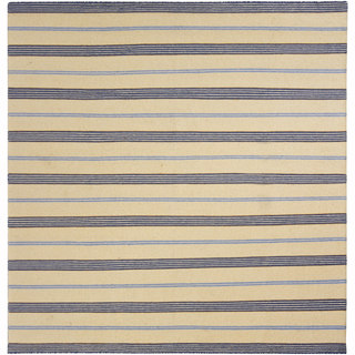Mandara Flatweave Contemporary Stripe Pattern Reversible Wool Rug (6'x5'10")