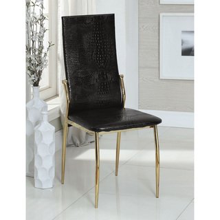 Furniture of America Duarte III Modern Crocodile Textured Leatherette Gold Dining Chairs (Set of 2)