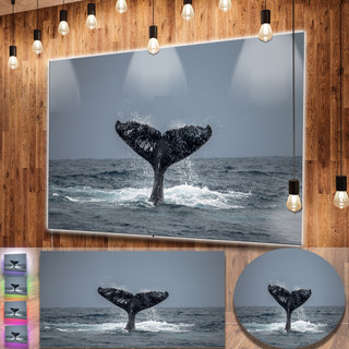 Designart 'Large Humpback Whale Tail' Oversized Animal Metal Wall Art