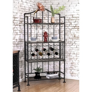 Furniture of America Herman Industrial Antique Black 4-tier Open Display Shelf/Wine Rack