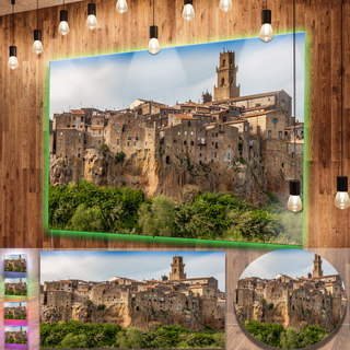 Designart 'Pitigliano City on the Cliff in Italy' Large Landscape Metal Wall Art