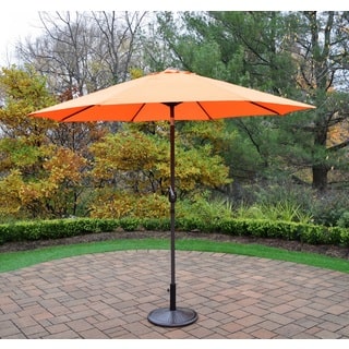 Oakland Living Corporation Orange/Brown Cast Iron/Polyester 9-foot Outdoor Umbrella with Stand