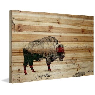 Parvez Taj - 'Lost Buffalo' Painting Print on Natural Pine Wood