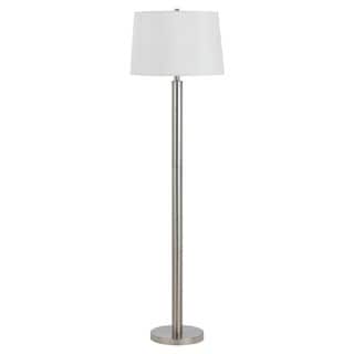 Brushed Steel and White Shade 100-watt Floor Lamp