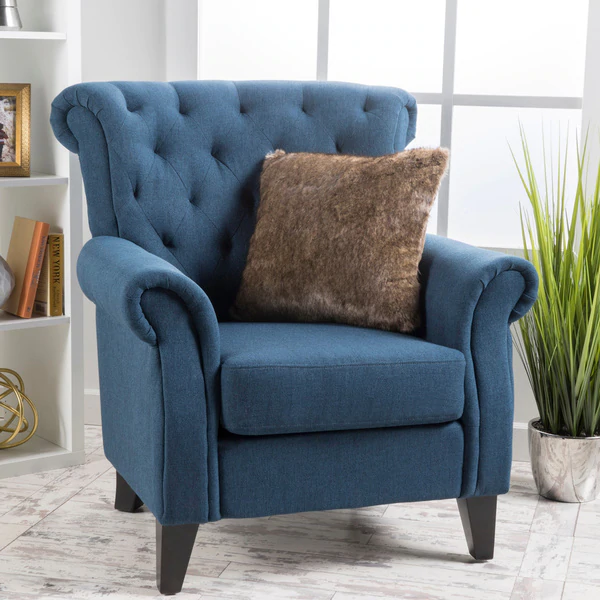 Merritt High Back Tufted Fabric Club Chair by Christopher Knight Home