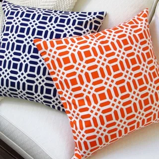 Artisan Pillows Navy Blue or Orange 20-inch Vivid Lattice Indoor Throw Pillow Cover