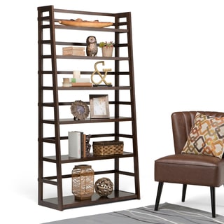 WYNDENHALL Normandy Tobacco Brown Wide Ladder Shelf Bookcase