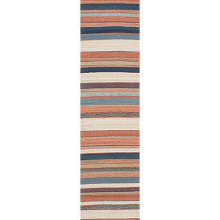 ecarpetgallery Hand-Woven Ankara Kilim Brown, Ivory Wool Kilim (2'2 x 8'4)