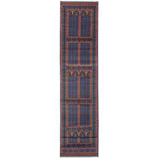 ecarpetgallery Hand-Knotted Peshawar Bokhara Blue Wool Rug (2'9 x 14'10)