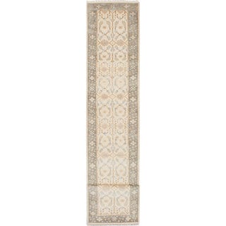 ecarpetgallery Hand-Knotted Royal Ushak Ivory Wool Rug (2'7 x 15'10)