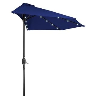 Trademark Innovations Polyester and Steel 9-foot Solar-powered LED Patio Half Umbrella